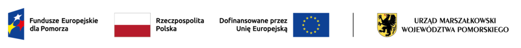 Logotypy: Fundusze Europejskie dla Pomorza, Rzeczpospolita Polska, Unia Europejska, Urząd Marszałkowski Województwa Pomorskiego
